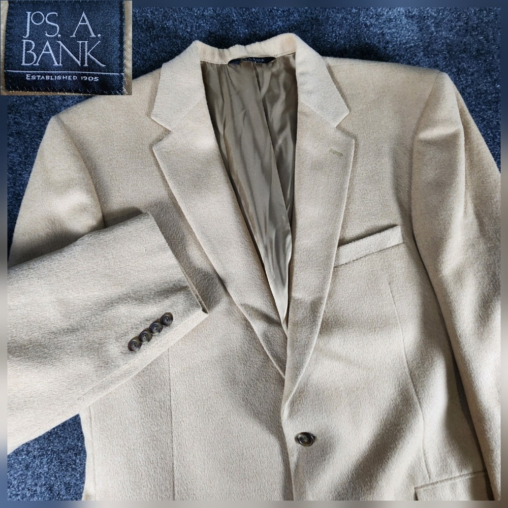 Jos A Banks 100% Camel Hair Men's Blazer Sport Coat Two Button Tan Size 46XL Dad